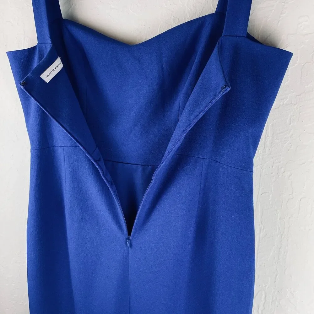 ~ Dress The Population LG Dress Royal Blue Midi Sleeveless Sweatheart - Picture 12 of 13